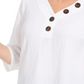 JM Collection Women's Crinkle Button Neck Top White Size XX-Large