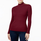 INC International Concepts Women's Mock neck Button trim Sweater Maroon Size L