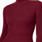 INC International Concepts Women's Mock neck Button trim Sweater Maroon Size L