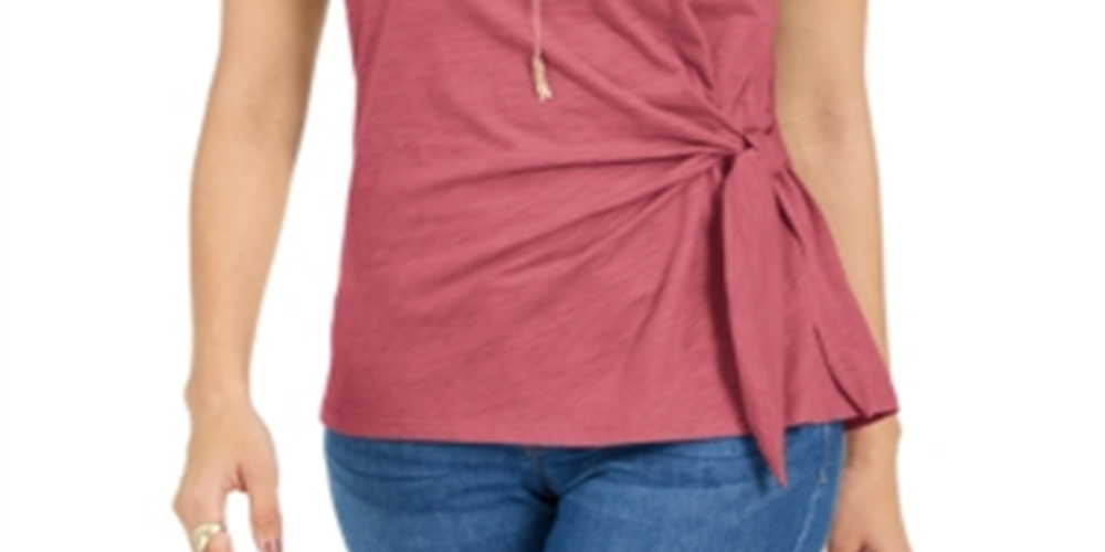 Style & Co Women's Side Tie Top Pink Size XX-Large