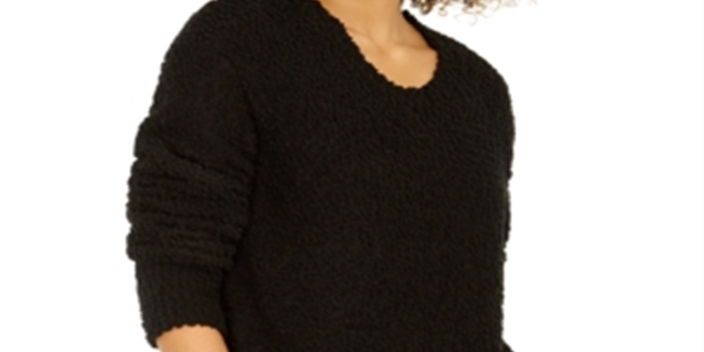 Style & Co Women's Boucle Sweater Black Size Medium