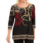 JM Collection Women's Printed Beaded Tunic  Black Size XS
