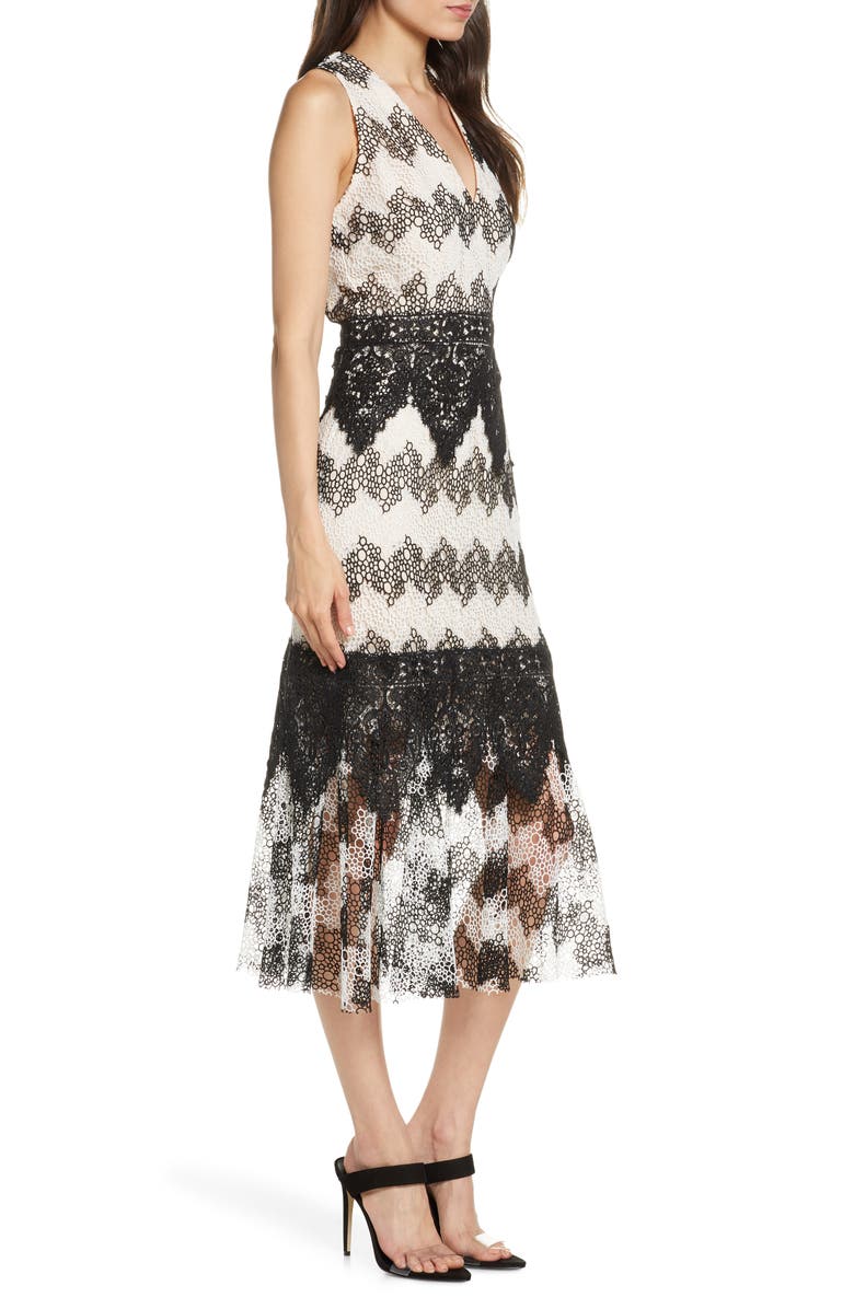 Foxiedox Women's Montana Bubble Lace MIDI Dress Black Size Large