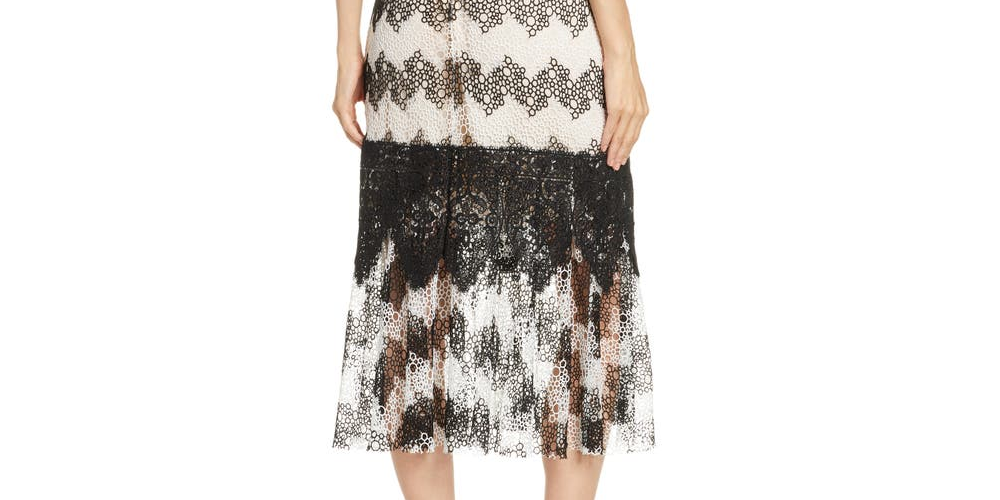 Foxiedox Women's Montana Bubble Lace MIDI Dress Black Size Large