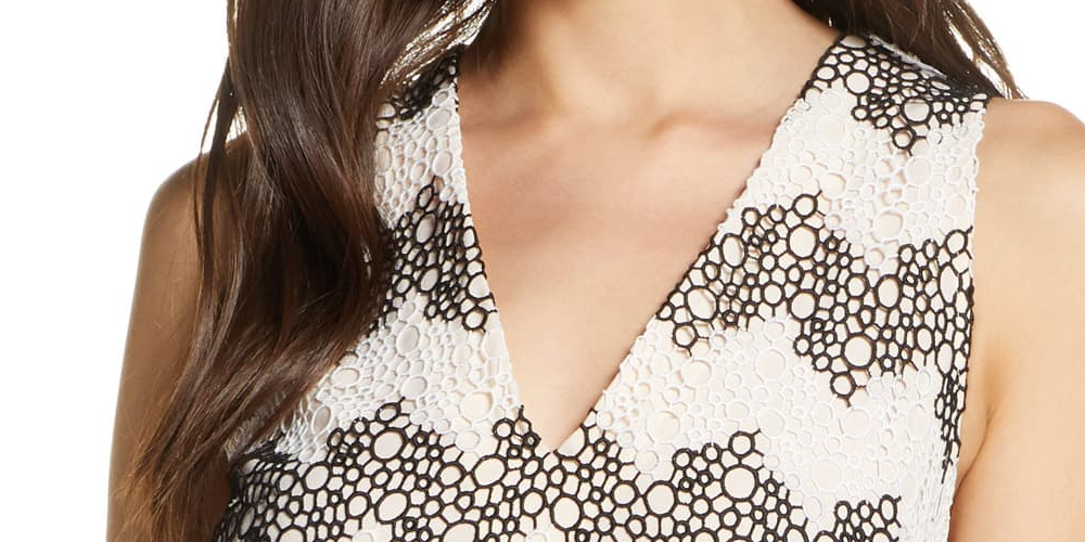 Foxiedox Women's Montana Bubble Lace MIDI Dress Black Size Large