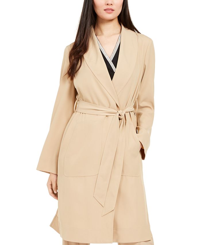 Alfani Belted Trench Coat  Brown Size Medium