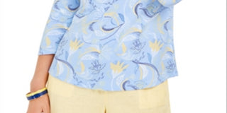 Charter Club Women's  Paisley-Print 3/4-Sleeve Top  Purple Size Medium