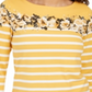 Charter Club Women's Striped and Floral-Print Top  Yellow Size 2XL