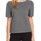 Vince Camuto Women's  Herringbone Short Sleeve Jewel Neck Wear to Work Top Gray Size XL
