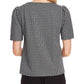 Vince Camuto Women's  Herringbone Short Sleeve Jewel Neck Wear to Work Top Gray Size XL