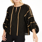 Nanette Lepore Metallic-Striped Top Black Size 10