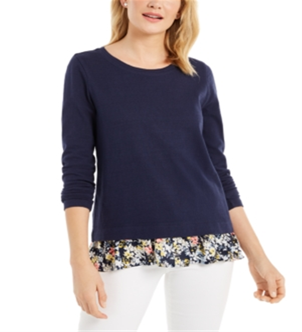 Charter Club Women's Layered-Look Top  Blue Size Medium