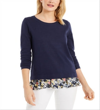 Charter Club Women's Layered-Look Top  Blue Size Medium