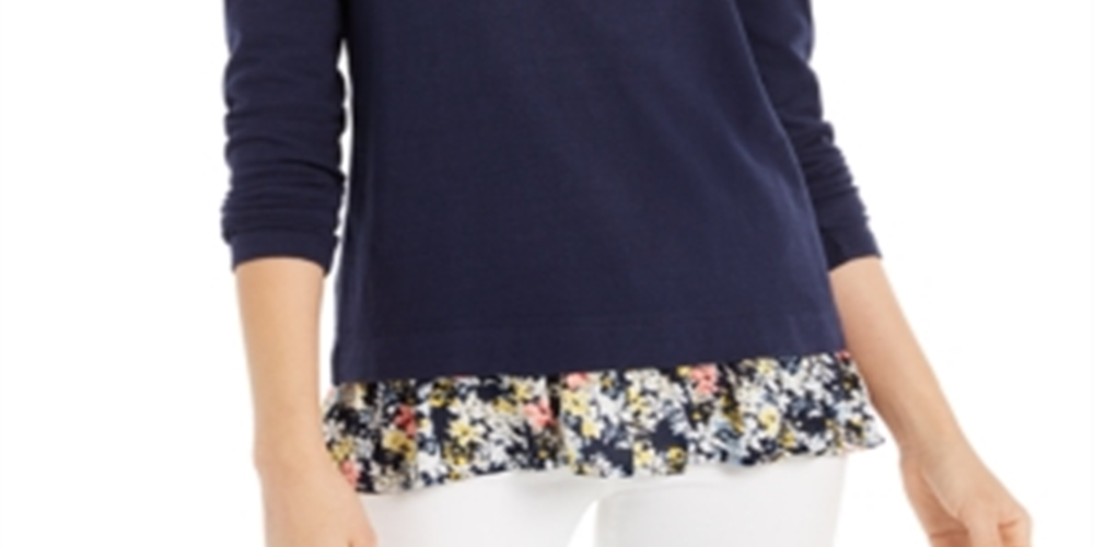 Charter Club Women's Layered-Look Top  Blue Size Medium