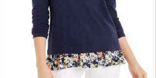Charter Club Women's Layered-Look Top  Blue Size Medium