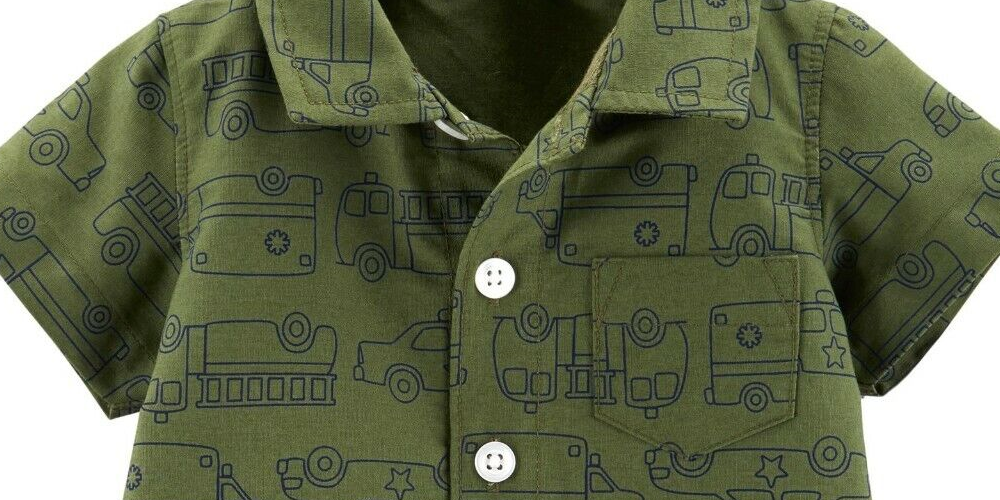 Carter's Baby Boy's Rescue Vehicle-Print Cotton Romper Green Size Newborn