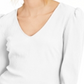 INC International Concepts Women's Puff Shoulder Ribbed Top White Size Petite XL