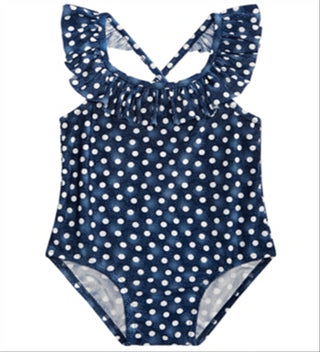 First Impressions Baby Girl's Dot Print Ruffle Swimsuit Blue Size 12 Months