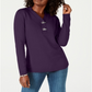 Karen Scott Women's Hardware V-Neck Cotton Sweater  Purple Dynasty  Size Small