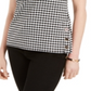 Charter Club Women's Gingham Print Button Side Top Black Size X-Small