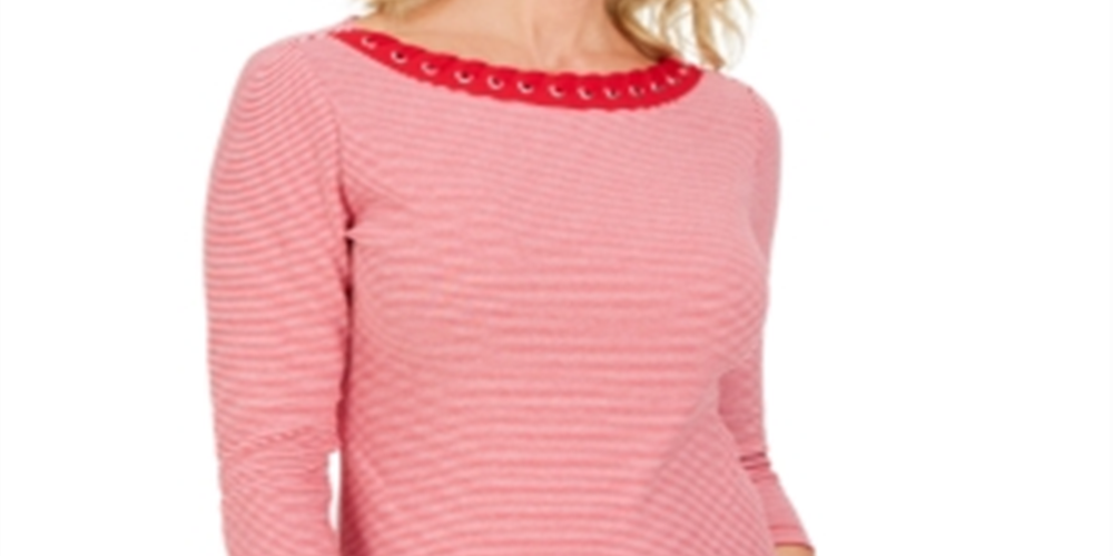 Karen Scott Women's Cotton Grommet Top Red Size X-Small