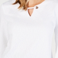 JM Collection Women's Textured Grommet-Trim Keyhole Top Winter White Size 2XL