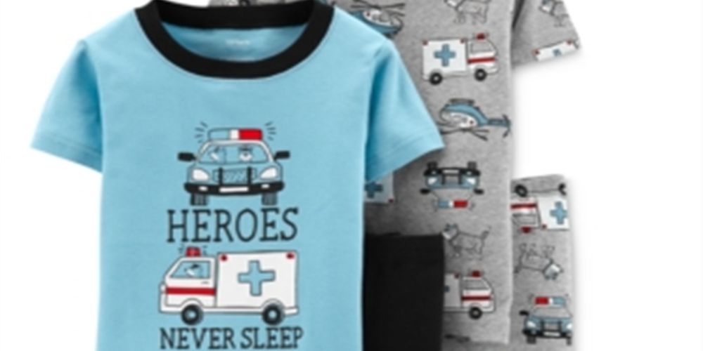 Carter's Baby Boy's 4 Pc Heroes Never Sleep Cotton Pajamas Set -Gray Size 6 Months