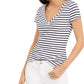 INC International Concepts Women's Striped Basic T-Shirt -White Black Size Large