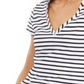 INC International Concepts Women's Striped Basic T-Shirt -White Black Size Large