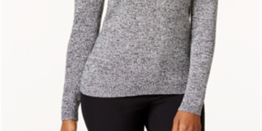 Karen Scott Women's Ribbed Knit Cotton Turtleneck Gray Size Petite L