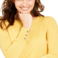 Charter Club Women's Button Cuff Merino Wool Sweater Yellow Size Petite L