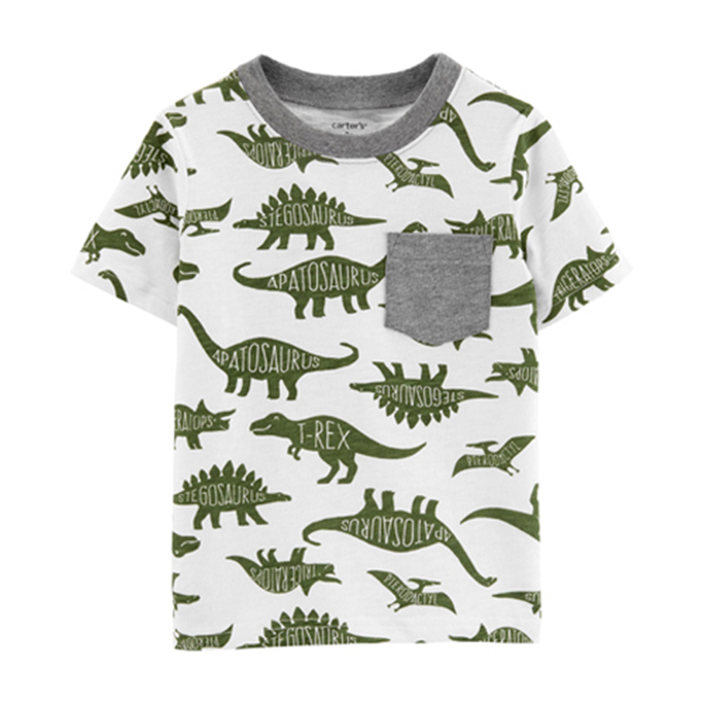 Carter's Toddler Boy Dinosaur Print Pocket Tee White Multi Size 5T