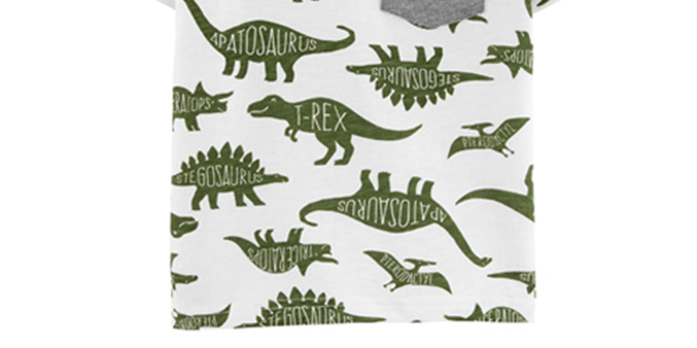 Carter's Toddler Boy Dinosaur Print Pocket Tee White Multi Size 5T