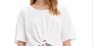 Women's Levi's Fiona Knot-Front Tee White Size X-Large