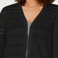 Charter Club Women's Pointelle Striped Cardigan Black Size Large