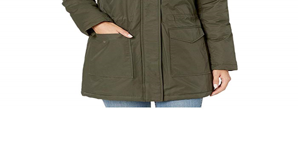 Levi's Women's Coated Cotton Parka with Sherpa and Faux Hood Green Size XS