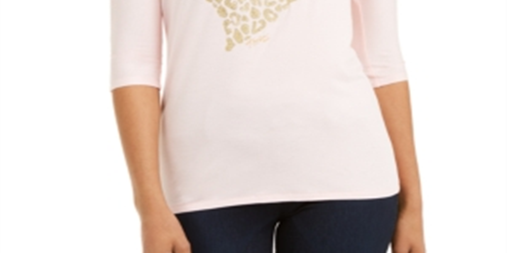 Thalia Sodi Women's Metallic Printed Top Pink Size XX-Large