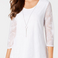 JM Collection Women's  Petite Overlay Necklace Top Bright White Size Petite S