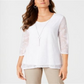 JM Collection Women's  Petite Overlay Necklace Top Bright White Size Petite S