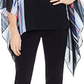 Vince Camuto Women's Linear Graphic Panel Poncho Black Size L