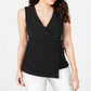 Alfani Women's Asymmetrical Wrap Top Black Size Petite L
