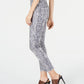 INC International Concepts Women's Animal Print Skinny Jeans Black Size 8
