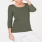 Karen Scott Women's Cotton Scoop Neck Top Green Size Petite Small