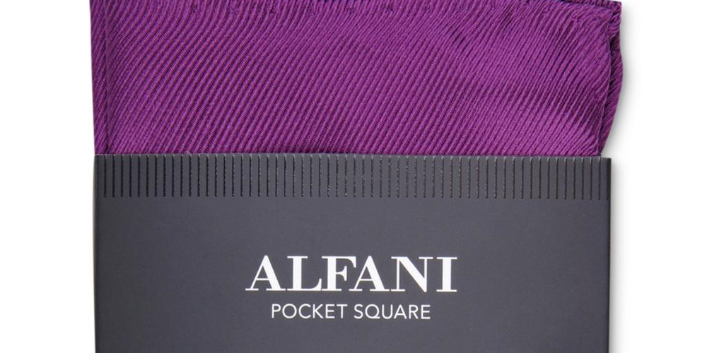 Alfani Men's Silk Twill Pocket Square Pink Size Regular