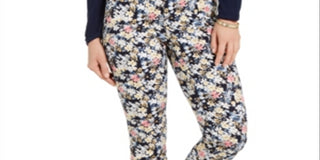 Charter Club Women's  Bristol Tummy-Control Printed Skinny Ankle Jeans  Blue Size 12