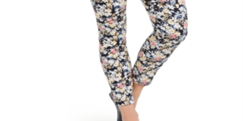 Charter Club Women's  Bristol Tummy-Control Printed Skinny Ankle Jeans  Blue Size 12