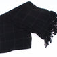 Scarf One Reversible Windowpane Plaid Black One Size
