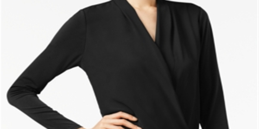 Alfani Women's Surplice Top Deep Black Size Medium