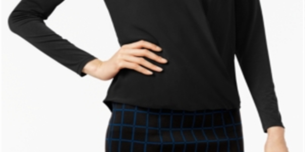 Alfani Women's Surplice Top Deep Black Size Medium