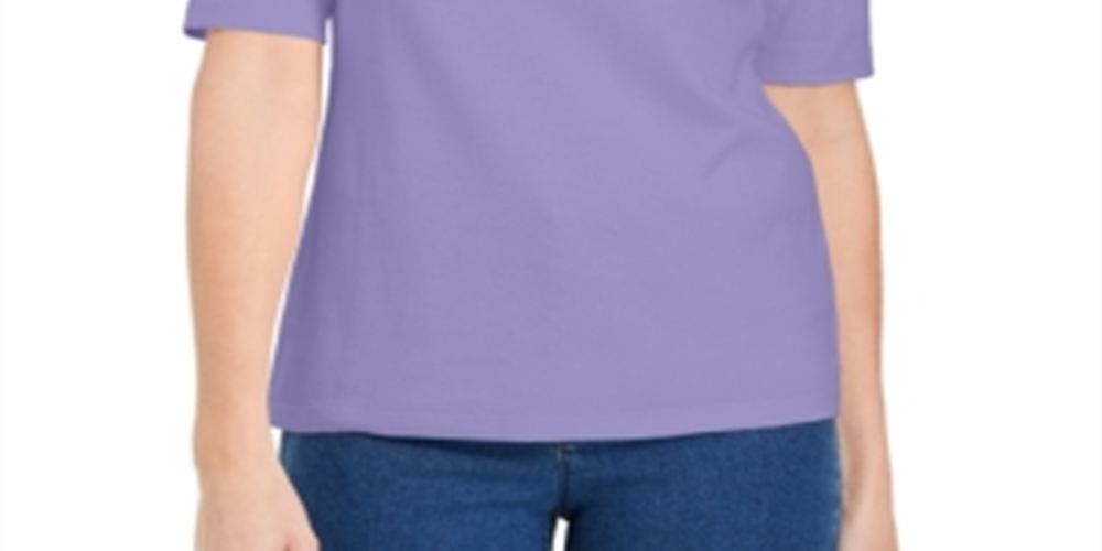 Karen Scott Women's Petite Button-Detail V-Neck To Lilac Sachet Size PM